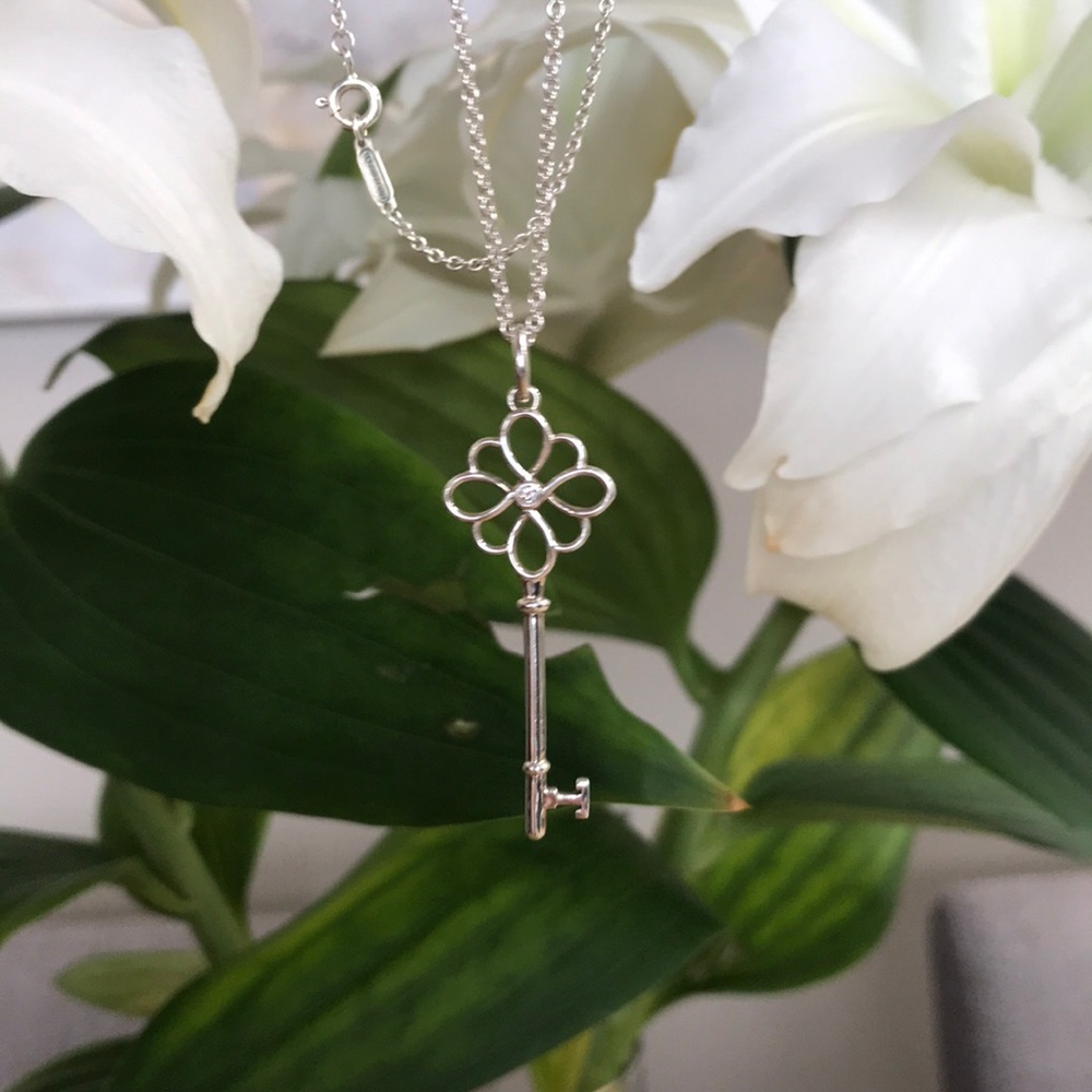 Tiffany & Co. Diamond Open Knot Key Necklace